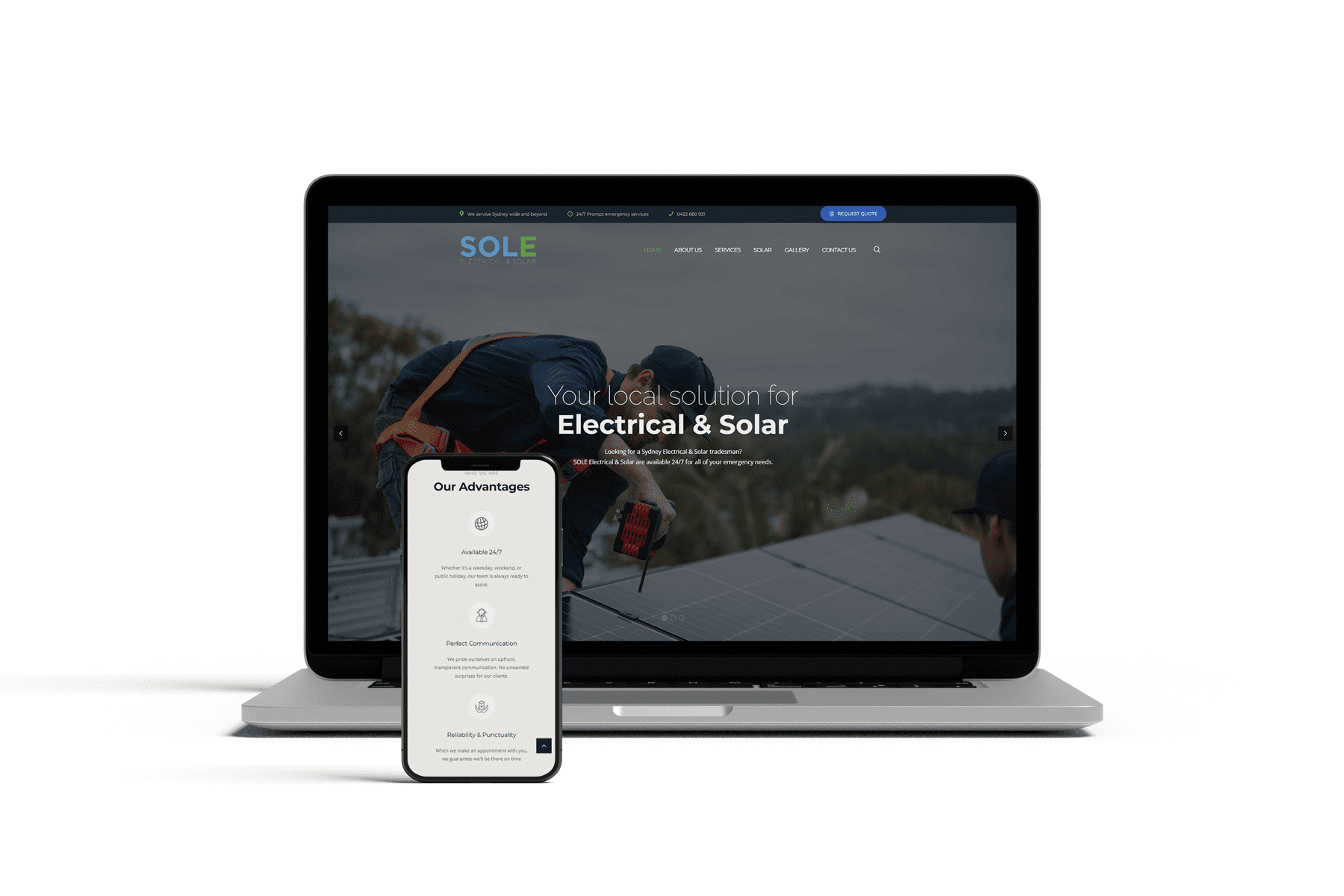 laptop and iphone mockup of sole website