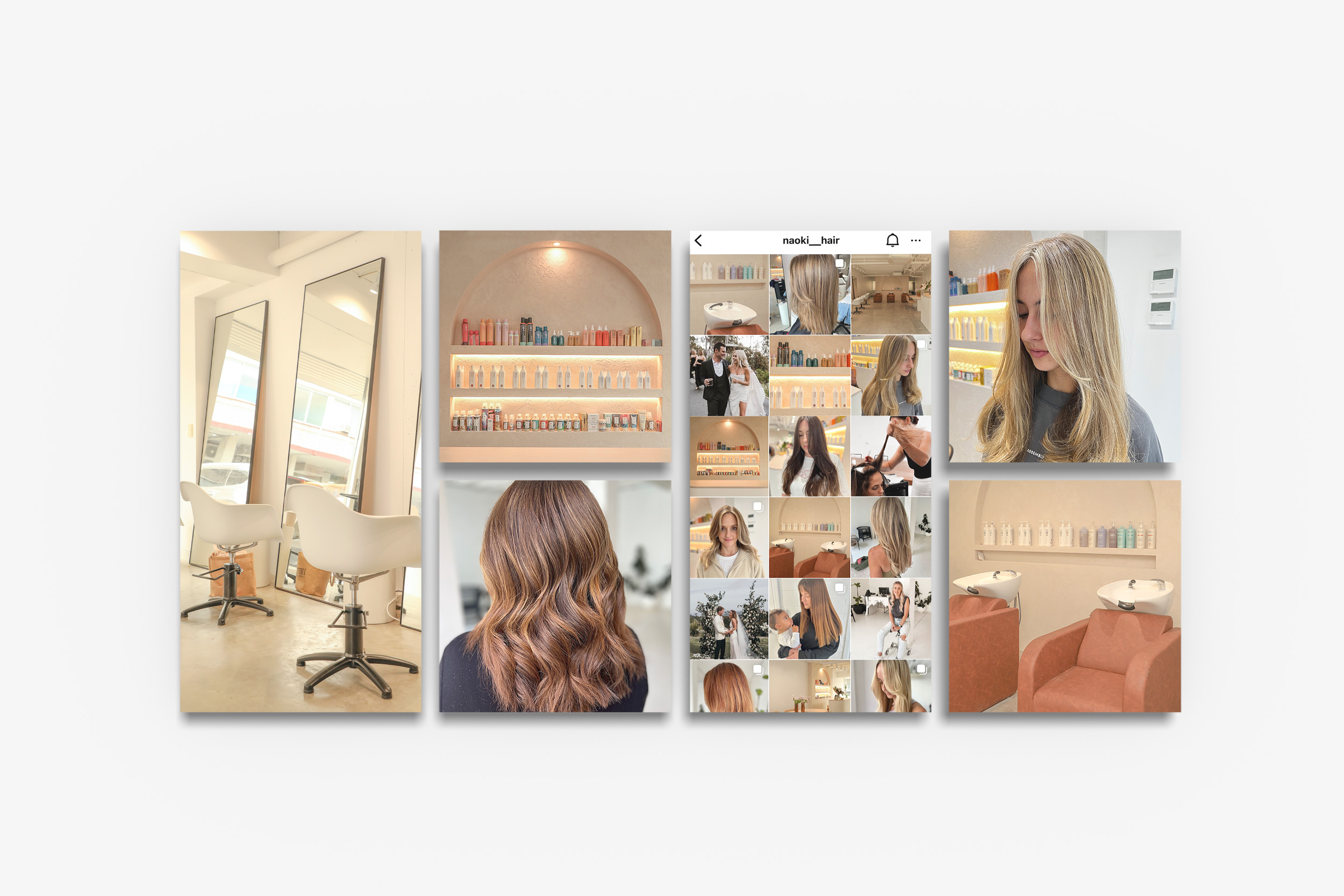 Instagram grid of s hair studio images to showcase the hairdressing salon