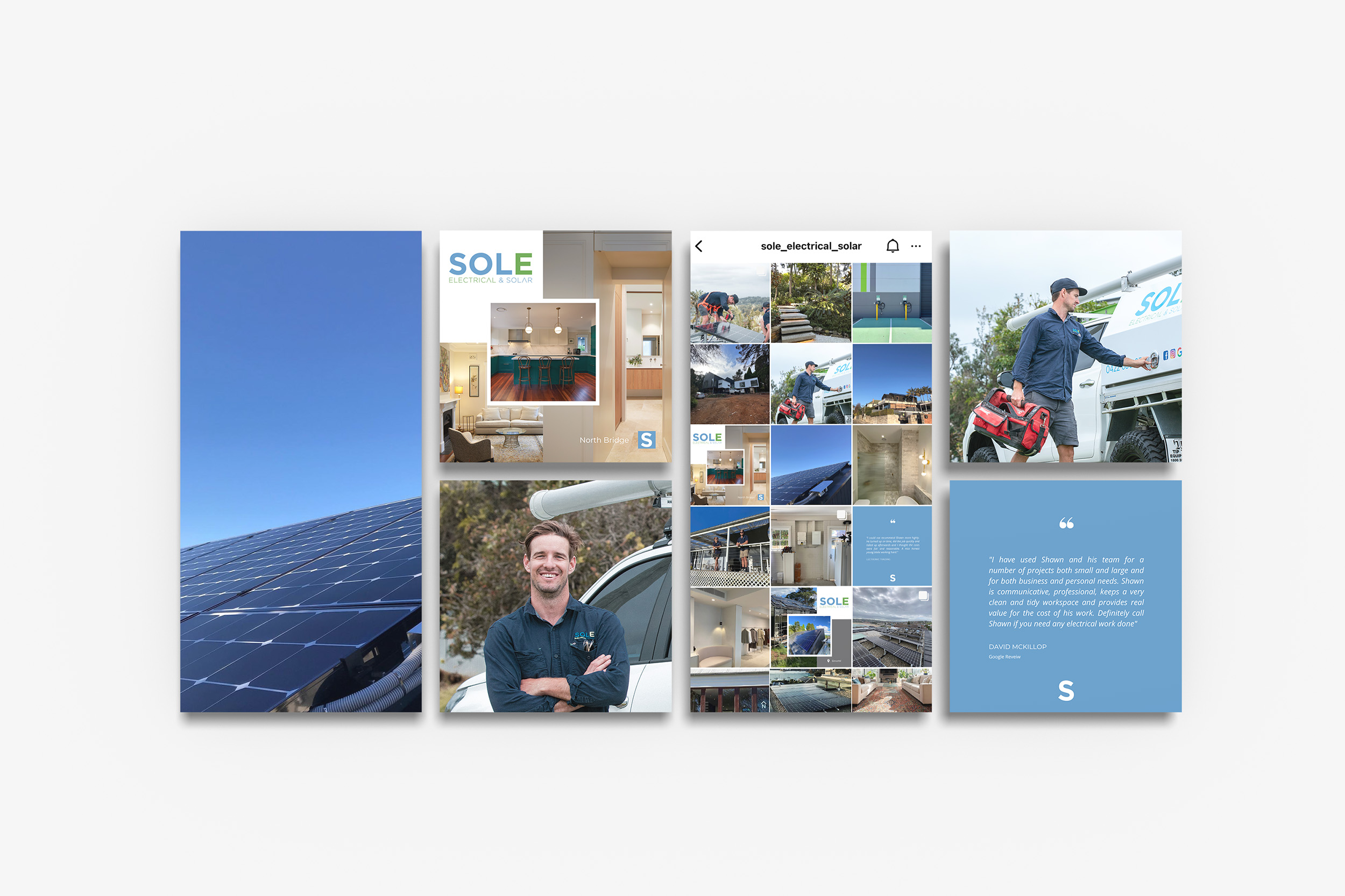 instagram feed layout of electrician business