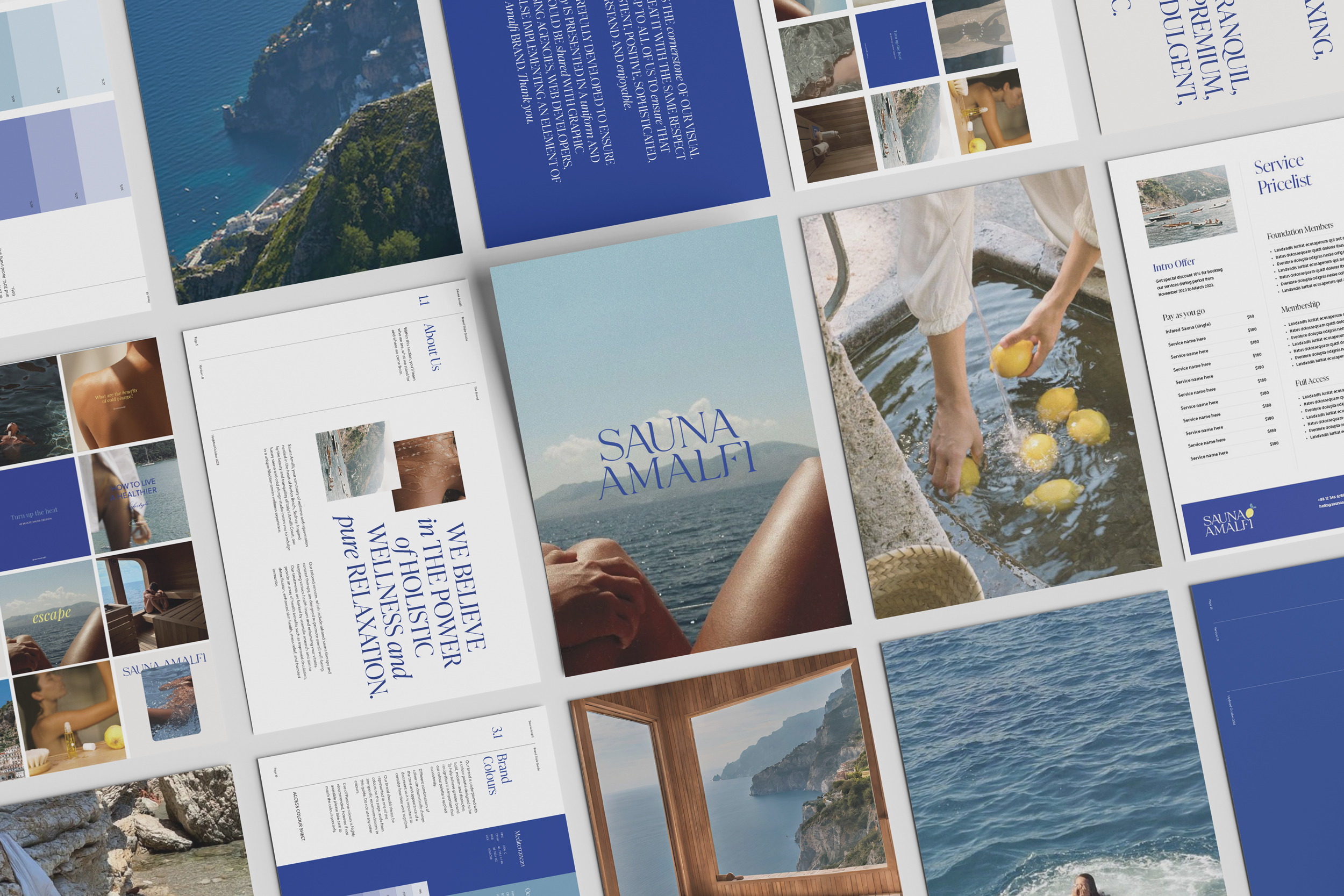 Preview mockup of Sauna Amalfi branding